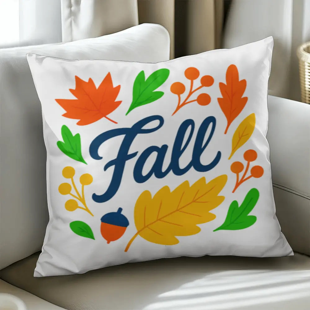 Modern Vibrant Fall Throw Pillow Cover with Autumn Leaves - Multicolor 