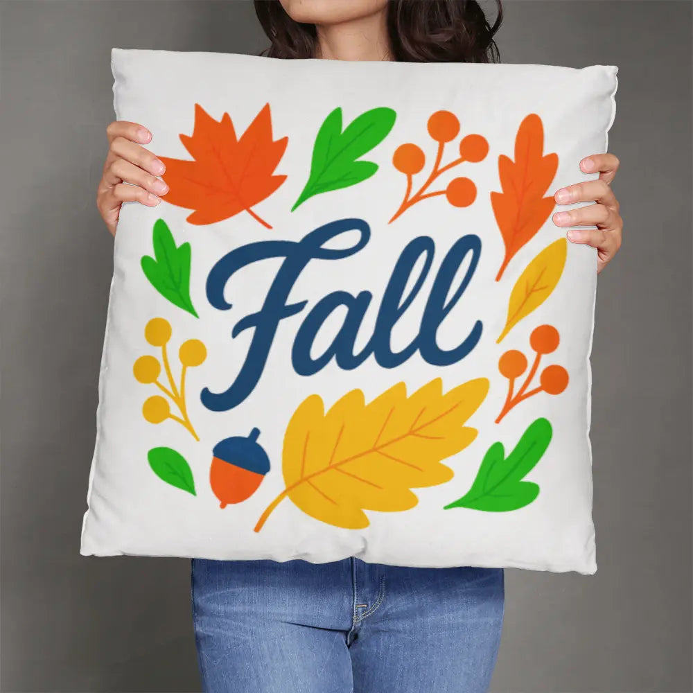 Modern Vibrant Fall Throw Pillow Cover with Autumn Leaves - Multicolor 