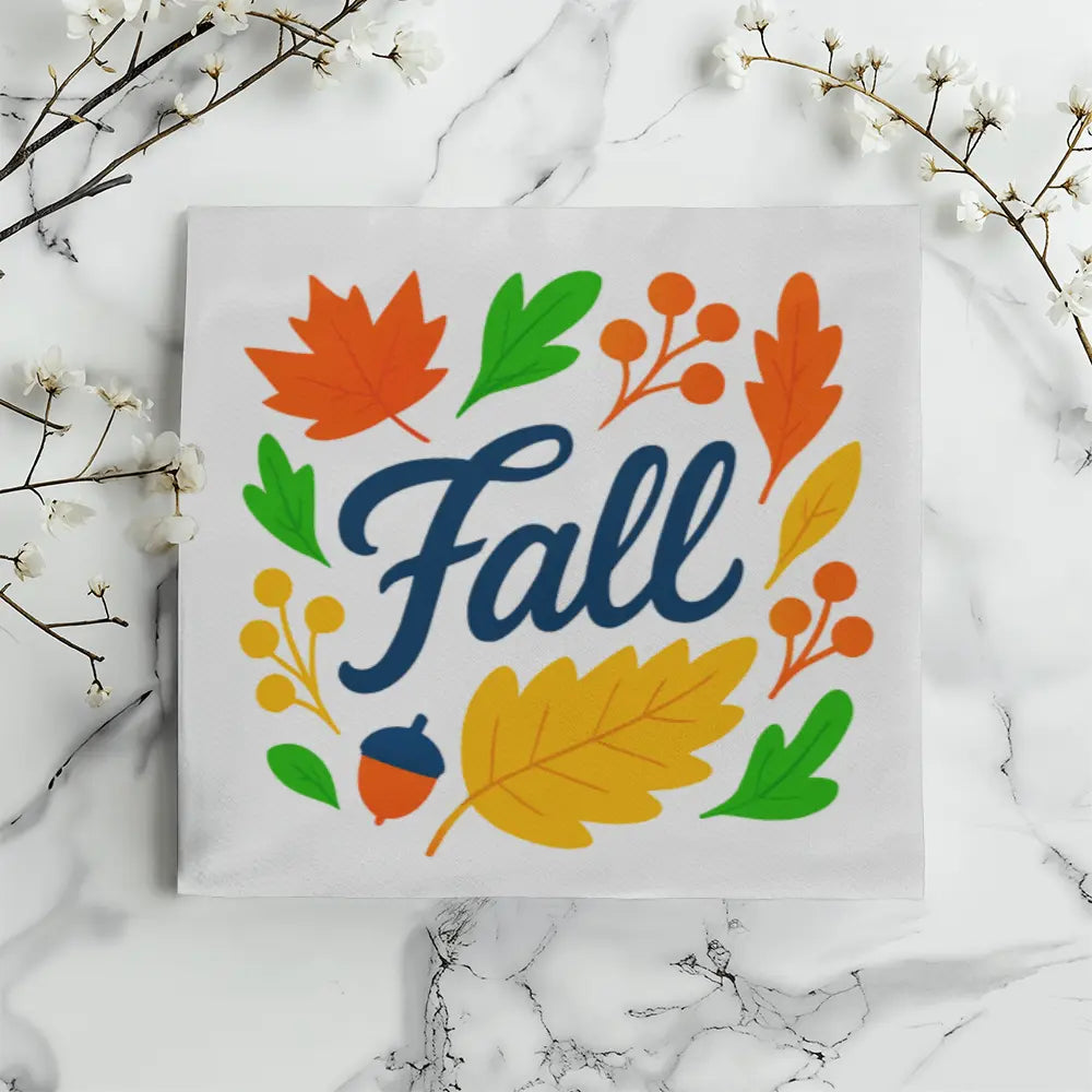 Modern Vibrant Fall Throw Pillow Cover with Autumn Leaves - Multicolor 