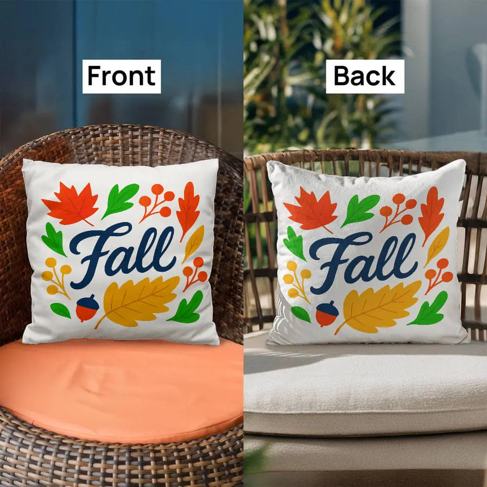 Modern Vibrant Fall Throw Pillow Cover with Autumn Leaves - Multicolor 