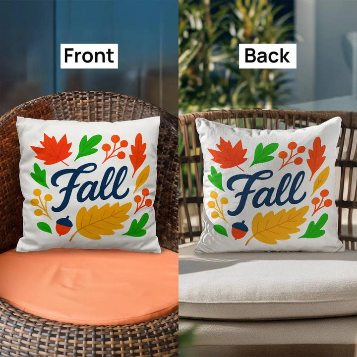 Modern Vibrant Fall Throw Pillow Cover with Autumn Leaves - Multicolor 