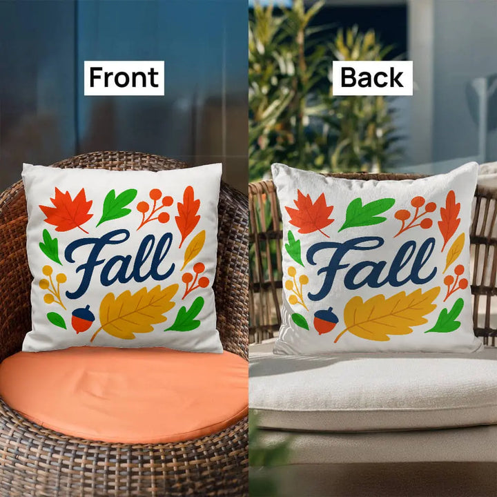 Modern Vibrant Fall Throw Pillow Cover with Autumn Leaves - Multicolor 