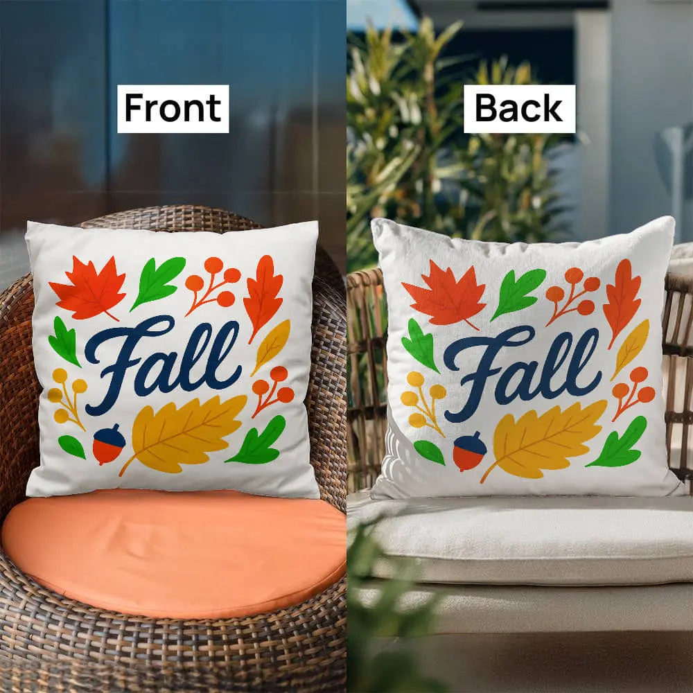 Modern Vibrant Fall Throw Pillow Cover with Autumn Leaves - Multicolor 