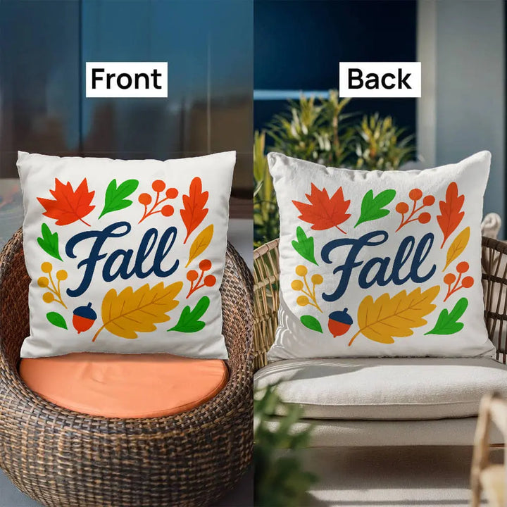 Modern Vibrant Fall Throw Pillow Cover with Autumn Leaves - Multicolor 
