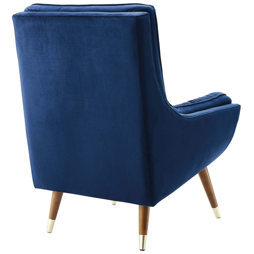 Modway Suggest Button Tufted Upholstered Velvet Lounge Chair, Navy 