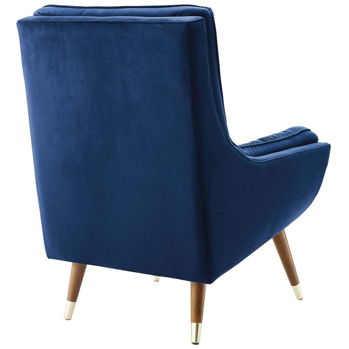 Modway Suggest Button Tufted Upholstered Velvet Lounge Chair, Navy 