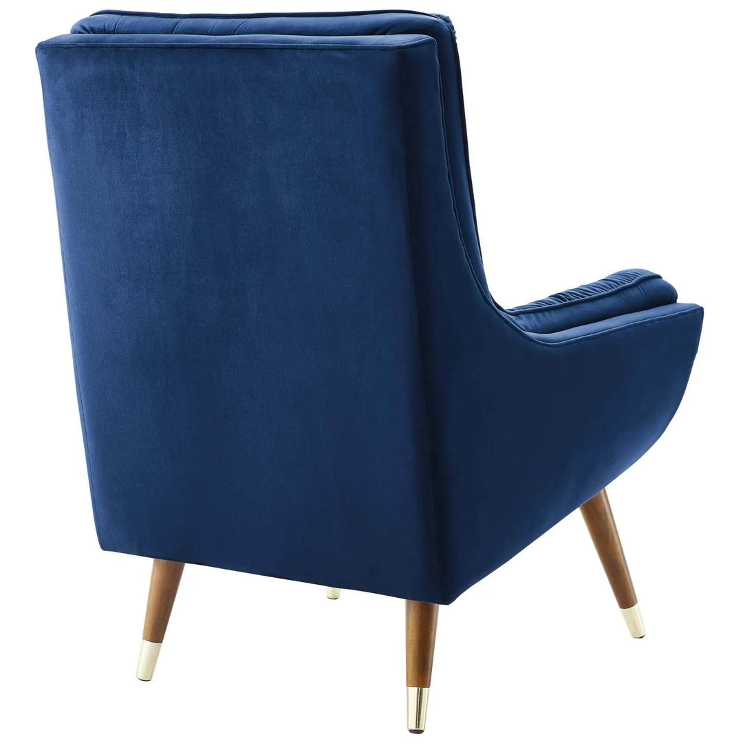Modway Suggest Button Tufted Upholstered Velvet Lounge Chair, Navy 