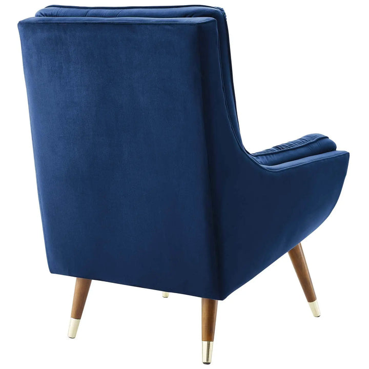 Modway Suggest Button Tufted Upholstered Velvet Lounge Chair, Navy 
