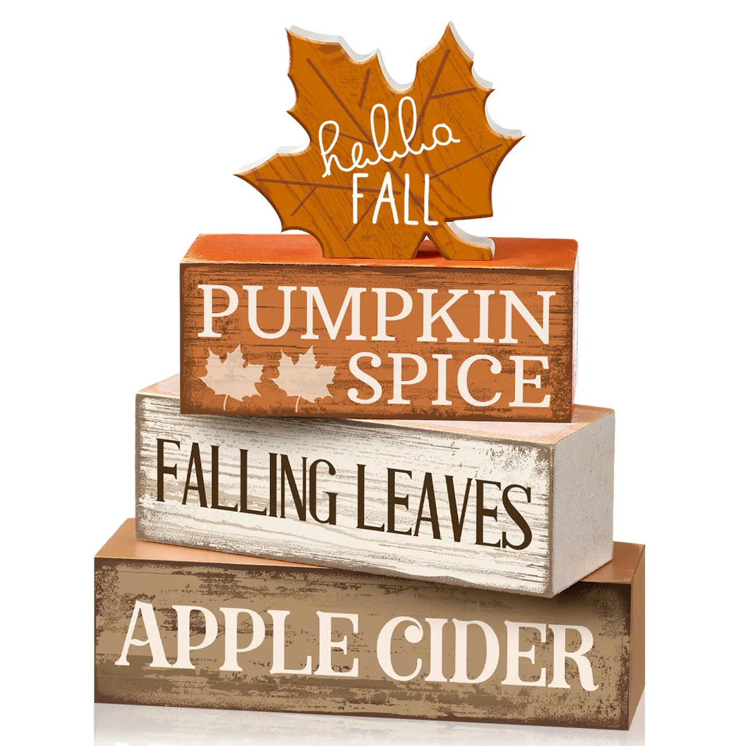 Moucuny 4 Pcs Fall Decor Wooden Maple Leaf Decoration Thanksgiving Decor