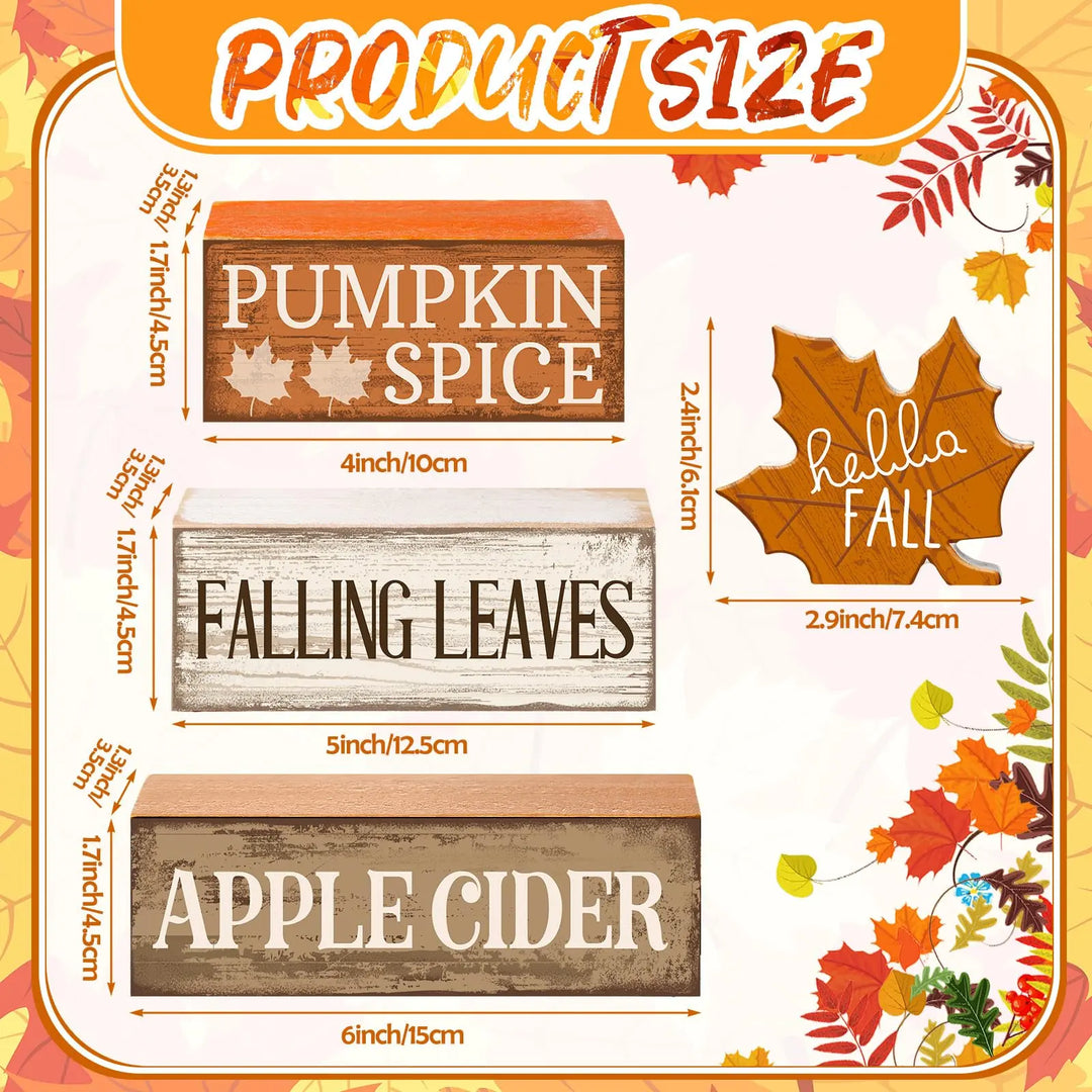 Moucuny 4 Pcs Fall Decor Wooden Maple Leaf Decoration Thanksgiving Decor