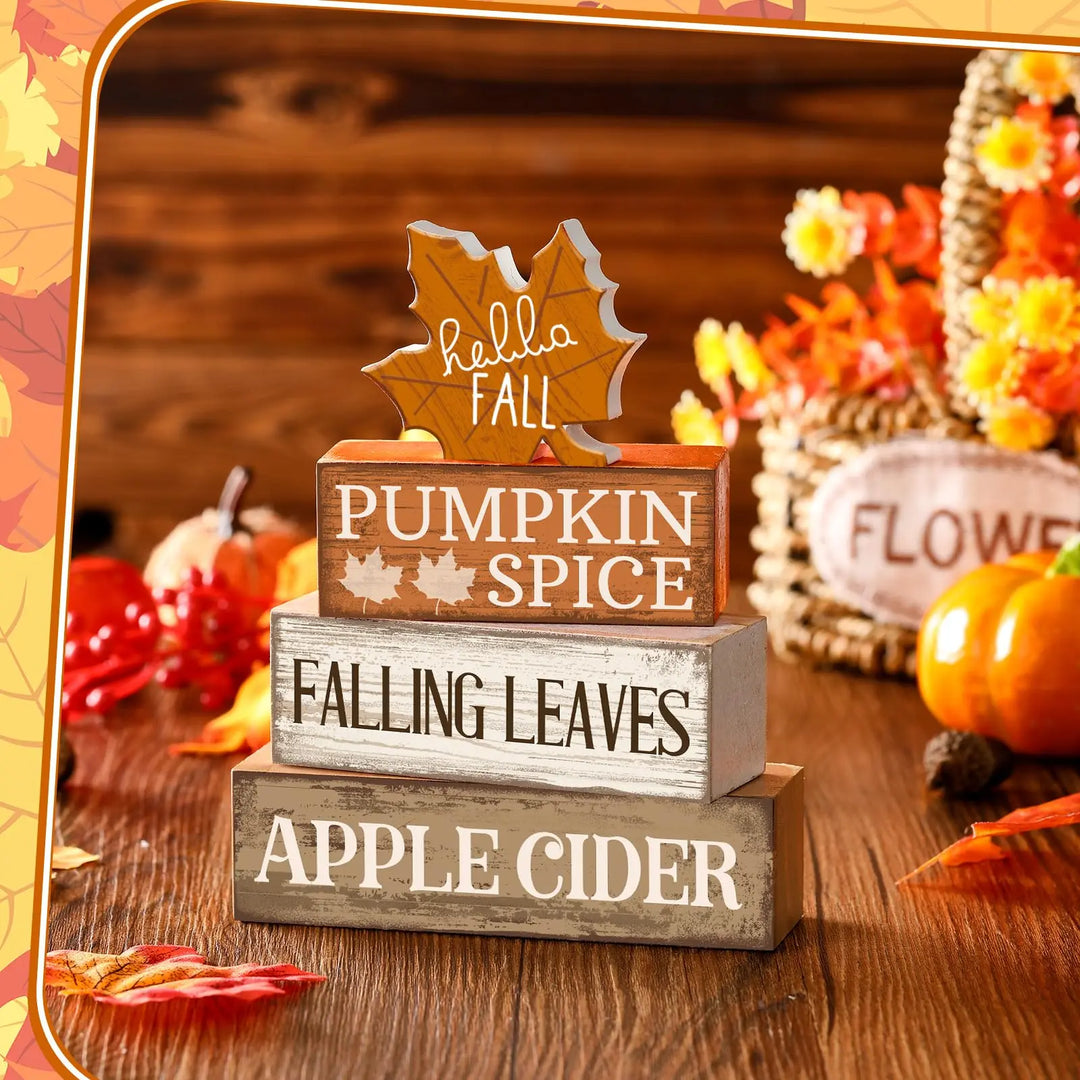 Moucuny 4 Pcs Fall Decor Wooden Maple Leaf Decoration Thanksgiving Decor