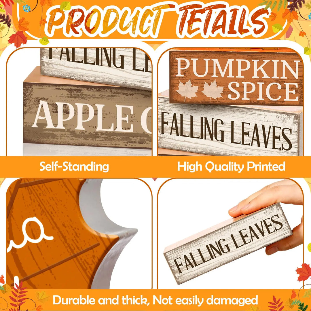 Moucuny 4 Pcs Fall Decor Wooden Maple Leaf Decoration Thanksgiving Decor