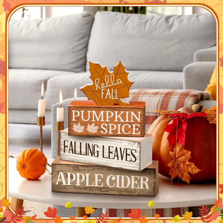 Moucuny 4 Pcs Fall Decor Wooden Maple Leaf Decoration Thanksgiving Decor