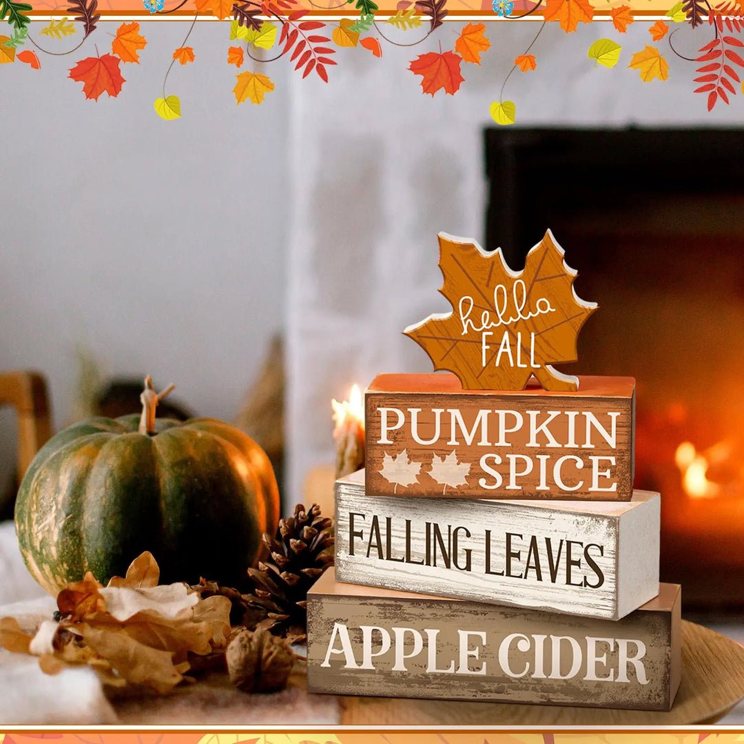 Moucuny 4 Pcs Fall Decor Wooden Maple Leaf Decoration Thanksgiving Decor