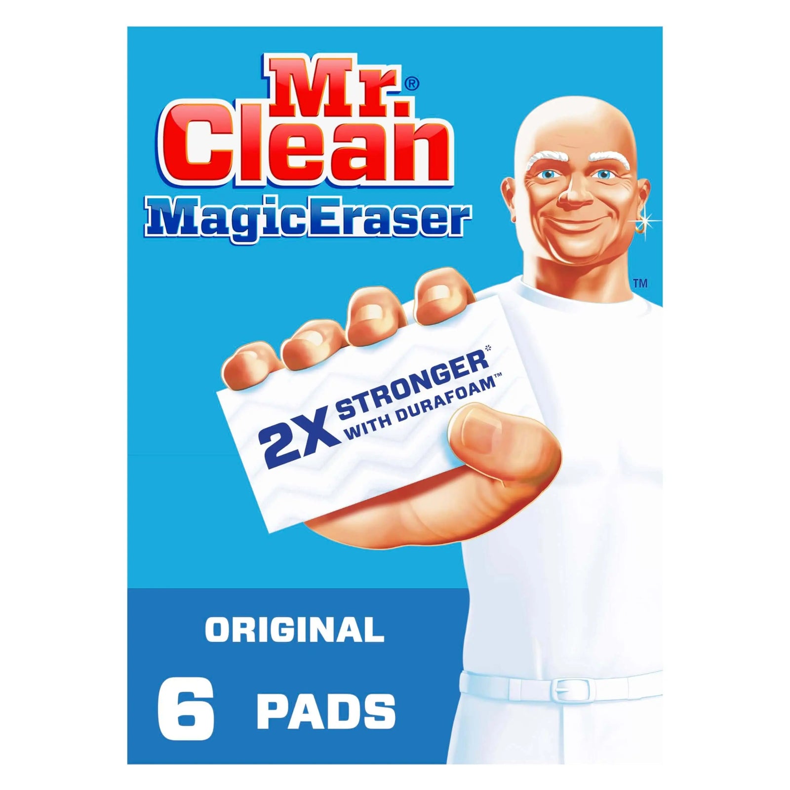 Mr. Clean Magic Eraser Original Cleaning Pads, Multi Purpose Cleaner, Bathroom Cleaning Supplies, All Purpose Cleaner, White, 6 Count 