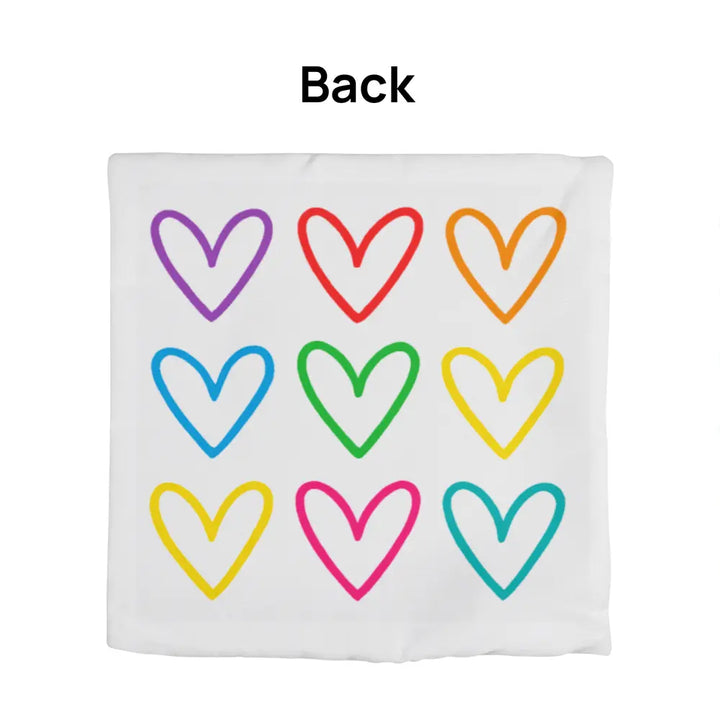 Multicolor Hearts Throw Pillow Cover, Double-Sided 