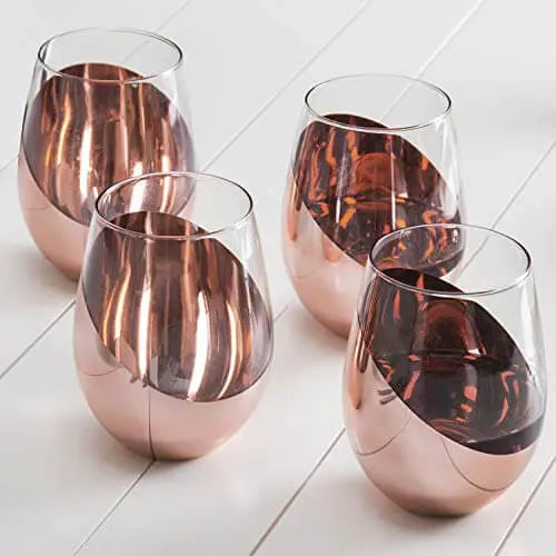 MyGift Copper Wine Glass Set