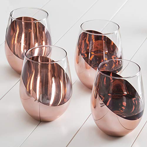 MyGift Copper Wine Glass Set