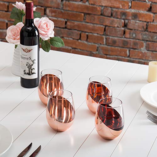 MyGift Copper Wine Glass Set