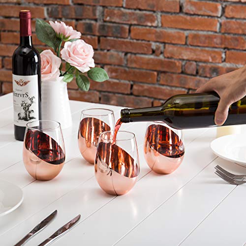 MyGift Copper Wine Glass Set