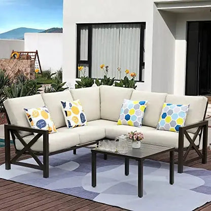 NATURAL EXPRESSIONS Patio Furniture 6-PC Set, Metal, Waterproof Cover, Removable Cushions NATURAL EXPRESSIONS