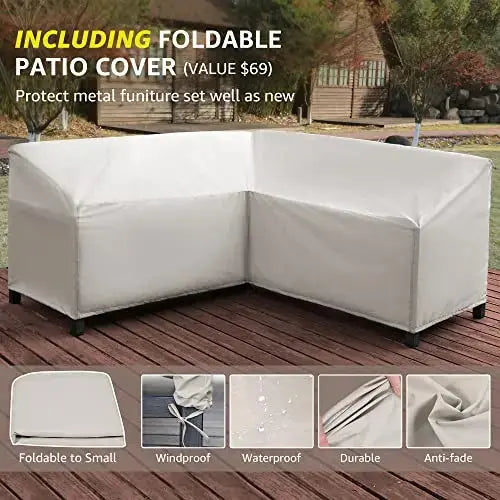 NATURAL EXPRESSIONS Patio Furniture 6-PC Set, Metal, Waterproof Cover, Removable Cushions NATURAL EXPRESSIONS