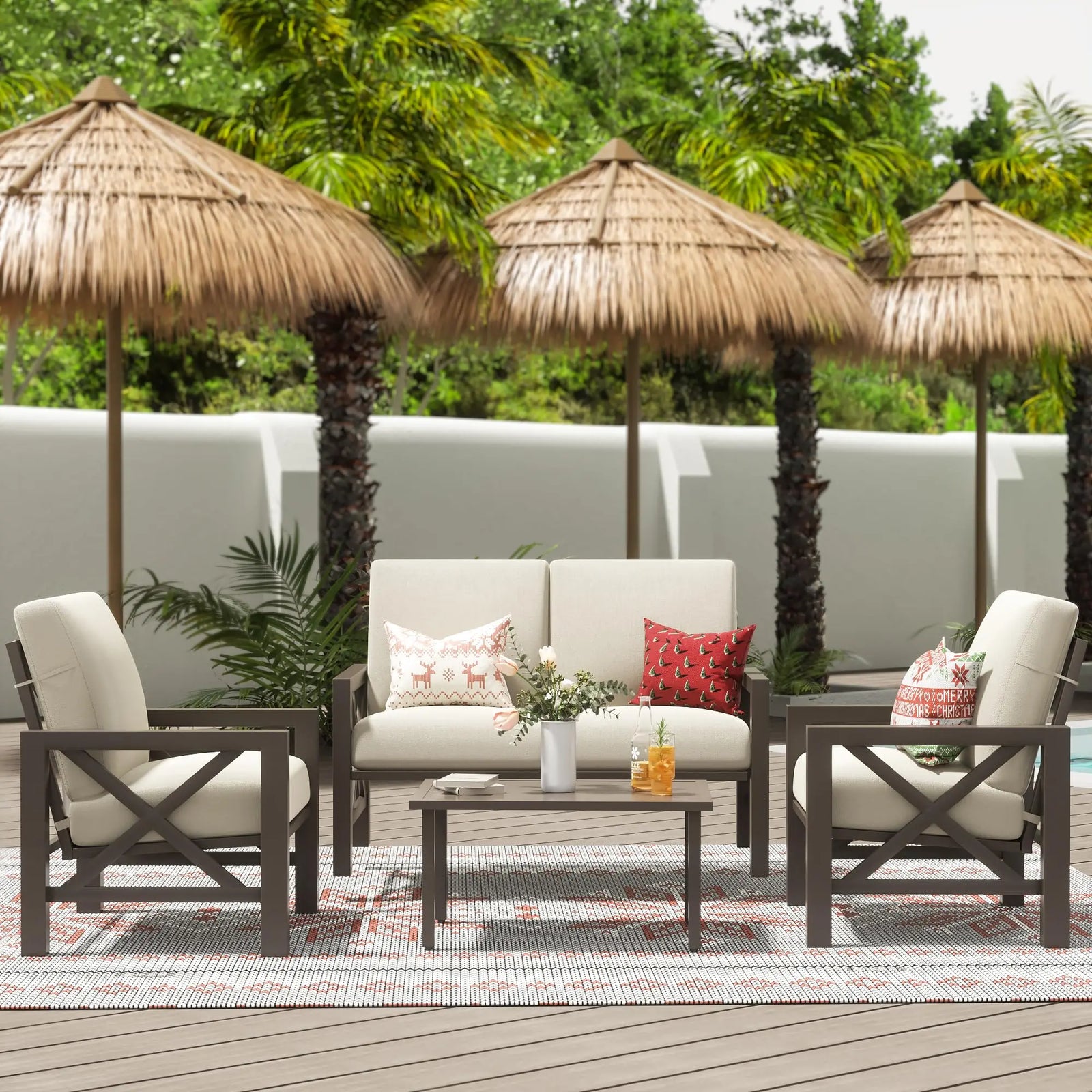 NATURAL EXPRESSIONS Patio Furniture Set - Brown/Beige 