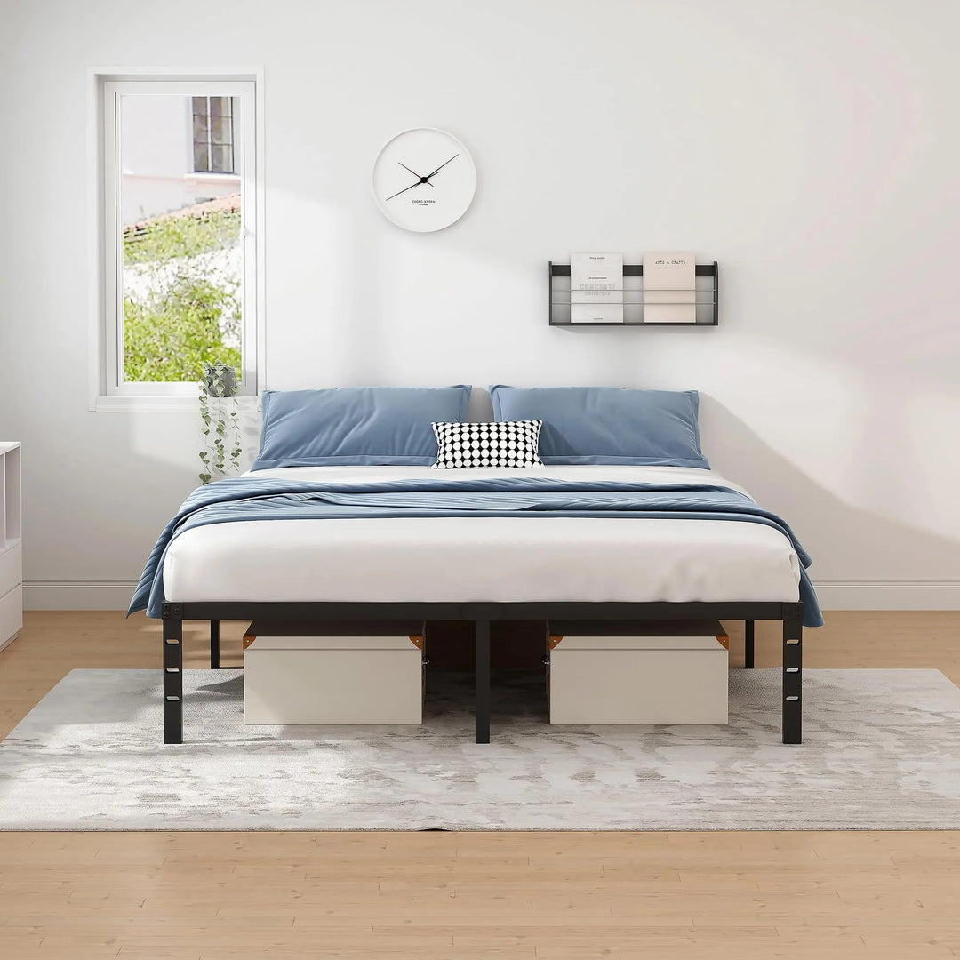 NEW JETO Metal Bed Frame,Queen Size Bed Frame with Storage Space,14 Inch 