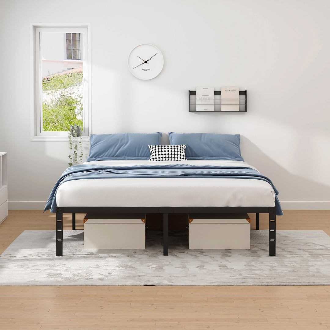 NEW JETO Metal Bed Frame,Queen Size Bed Frame with Storage Space,14 Inch 
