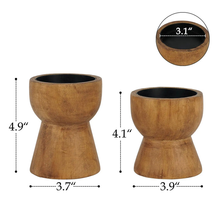 NIKKY HOME Farmhouse Wooden Pillar Candle Holders Set of 2, Mantel Decor