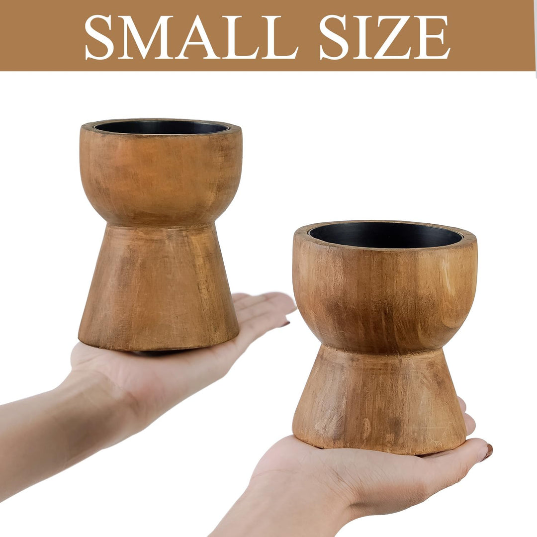 NIKKY HOME Farmhouse Wooden Pillar Candle Holders Set of 2, Mantel Decor 