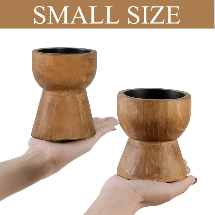 NIKKY HOME Farmhouse Wooden Pillar Candle Holders Set of 2, Mantel Decor 
