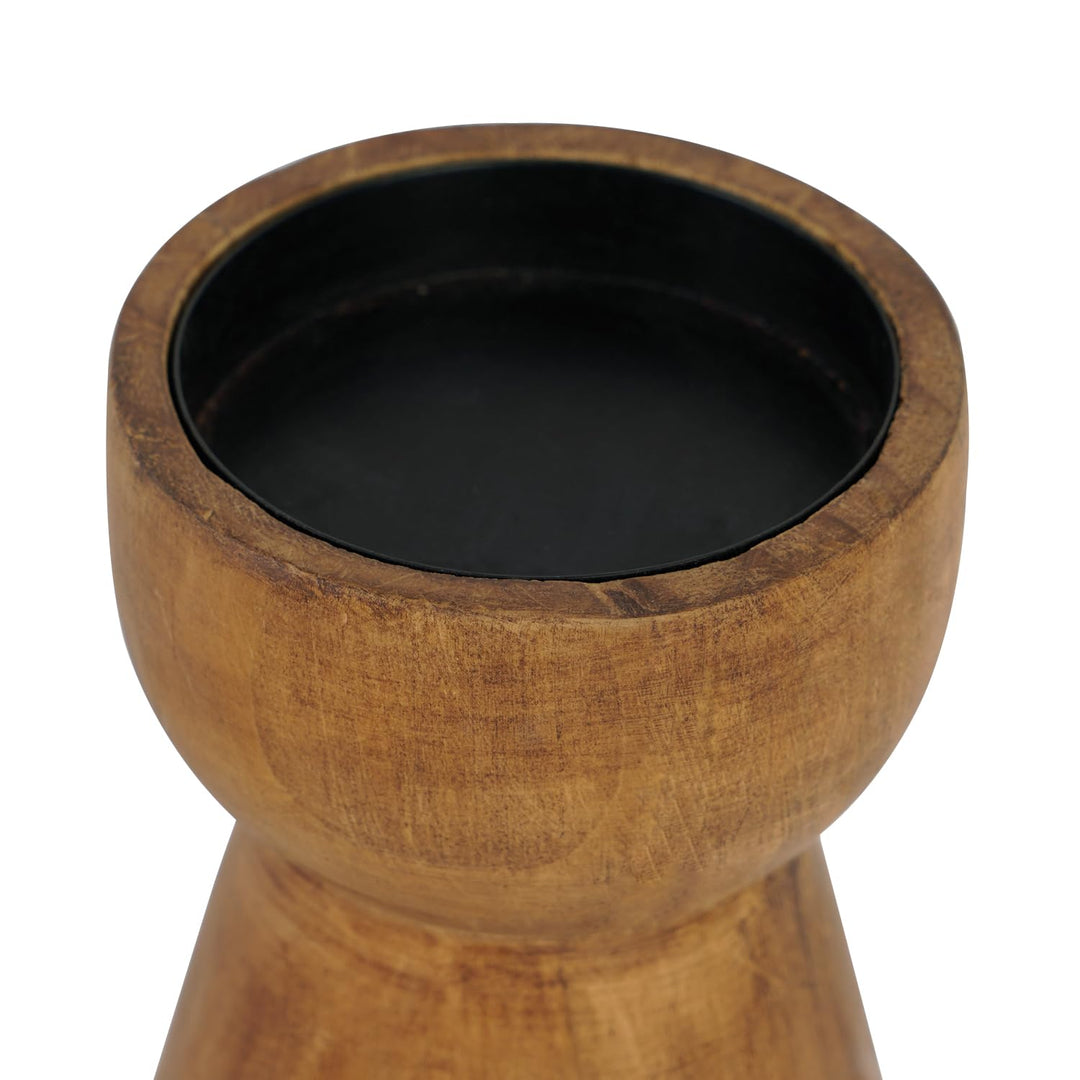 NIKKY HOME Farmhouse Wooden Pillar Candle Holders Set of 2, Mantel Decor 