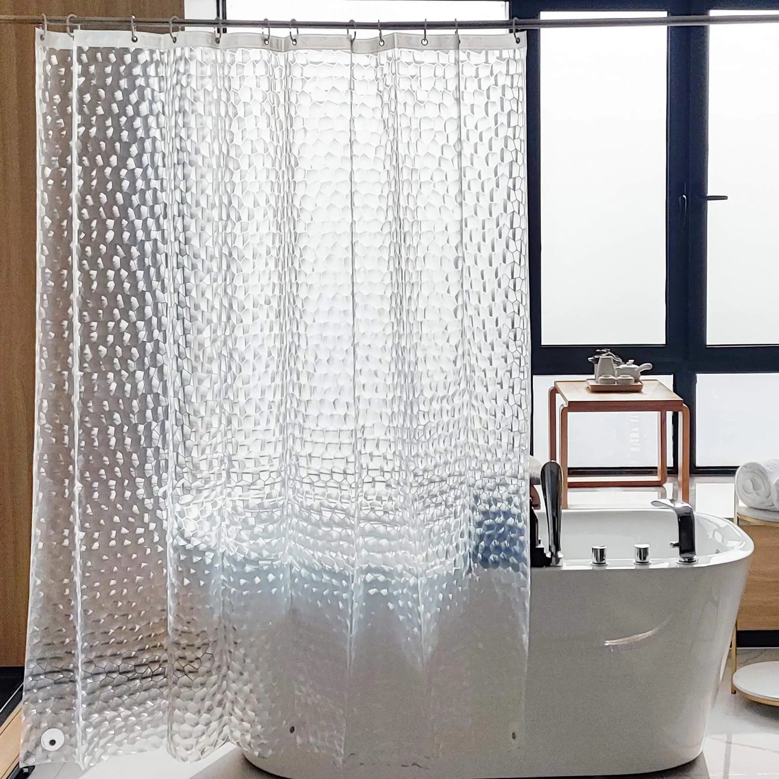 NTBAY EVA Clear Shower Curtain with Water Cube, 72" - Clear 