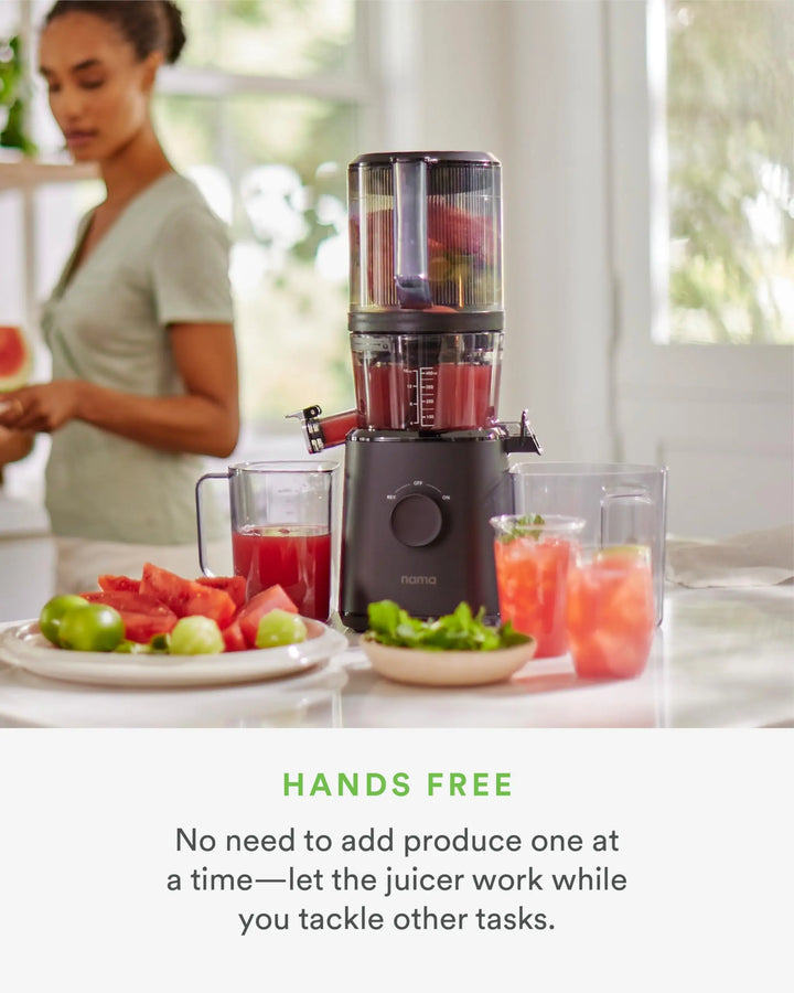 Nama J2 Cold Press Juicer – Self Feeding for Hands-Free Operation with Wide Mouth Hopper for Whole Recipe Loading, Zero Waste Masticating Juicer For More Juice, Less Pulp – Easy Cleanup & Assembly 
