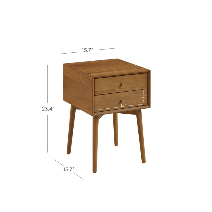 Nathan James Harper Modern Nightstand Side Accent or End Table with Storage Drawer, Set of 2, Oak Brown 