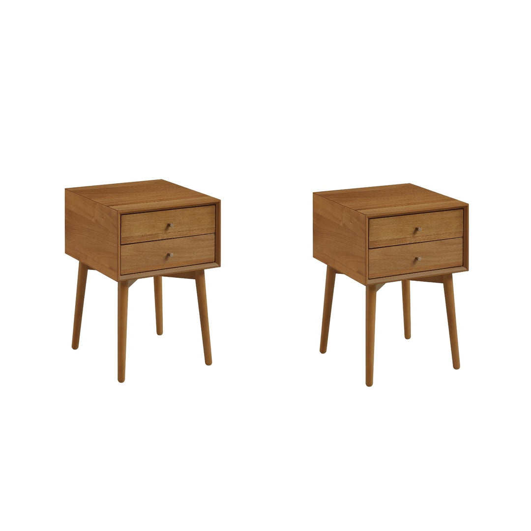 Nathan James Harper Modern Nightstand Side Accent or End Table with Storage Drawer, Set of 2, Oak Brown 