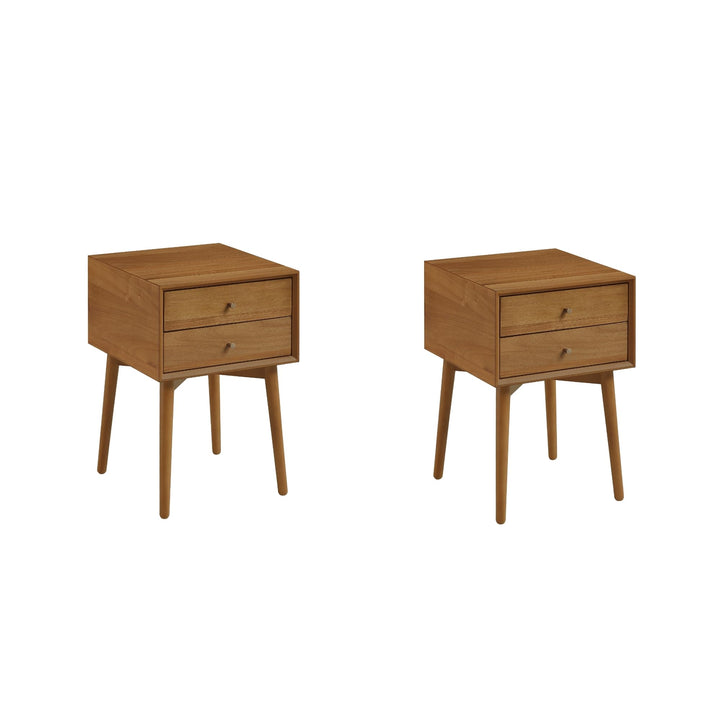 Nathan James Harper Modern Nightstand Side Accent or End Table with Storage Drawer, Set of 2, Oak Brown 