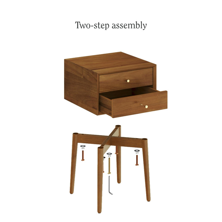 Nathan James Harper Modern Nightstand Side Accent or End Table with Storage Drawer, Set of 2, Oak Brown 