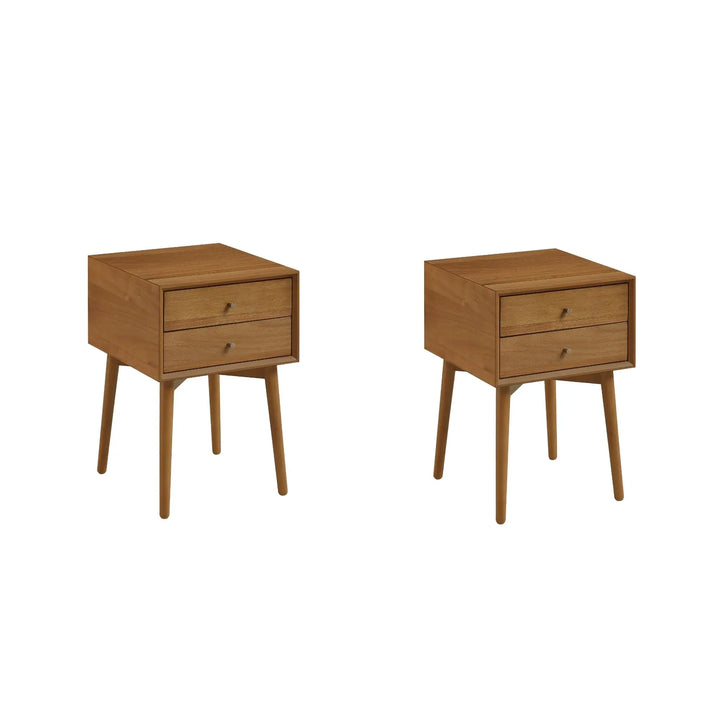 Nathan James Harper Modern Nightstand Side Accent or End Table with Storage Drawer, Set of 2, Oak Brown 