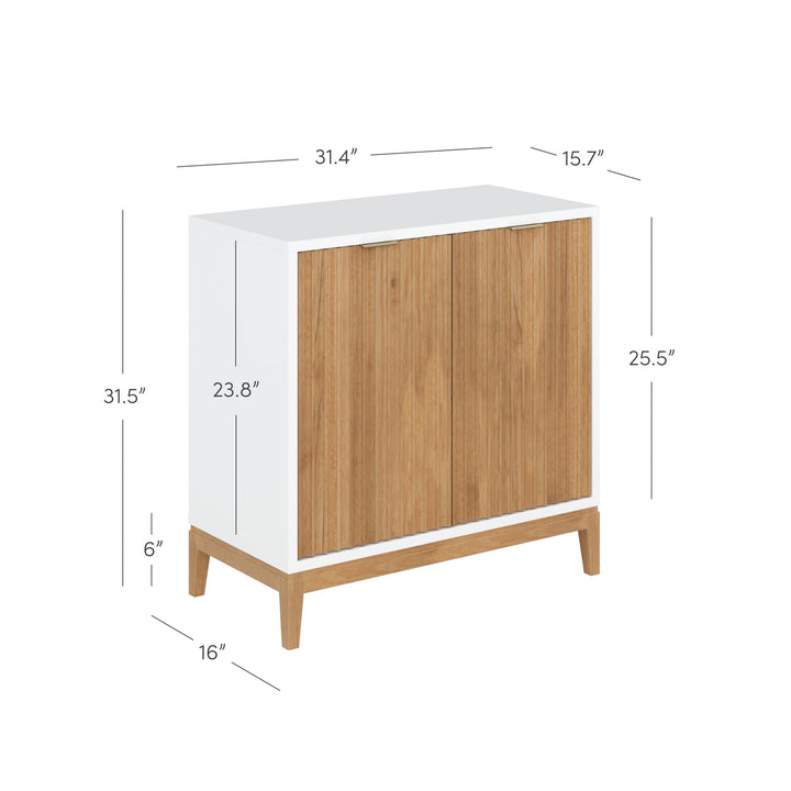 Nathan James Jasper Modern Sideboard, Kitchen Storage Cabinet with Fluted Doors, Accent Storage for Kitchen or Living Room, White/Warm Pine 