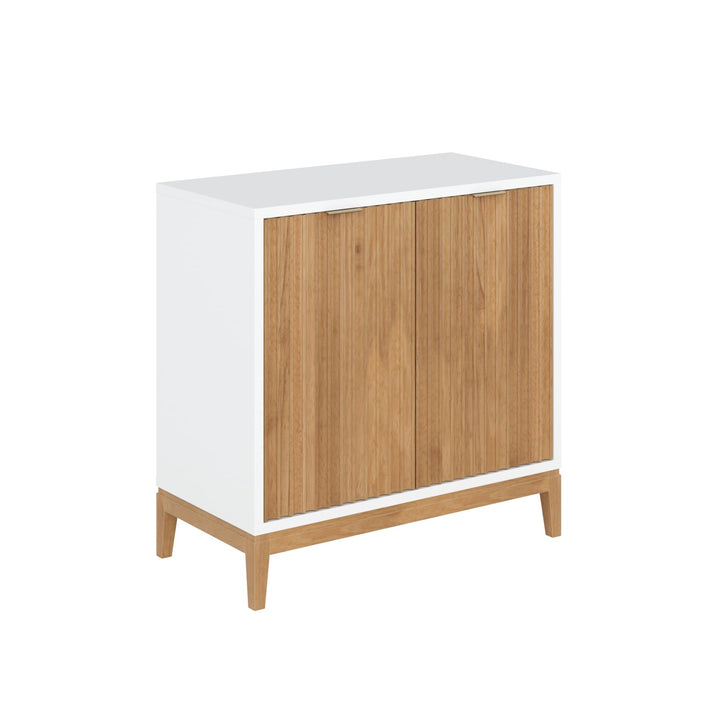 Nathan James Jasper Modern Sideboard, Kitchen Storage Cabinet with Fluted Doors, Accent Storage for Kitchen or Living Room, White/Warm Pine 