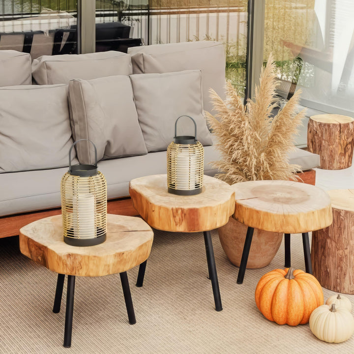 Natural Rattan Boho Lanterns - Handcrafted Chic Farmhouse Decor for Home 