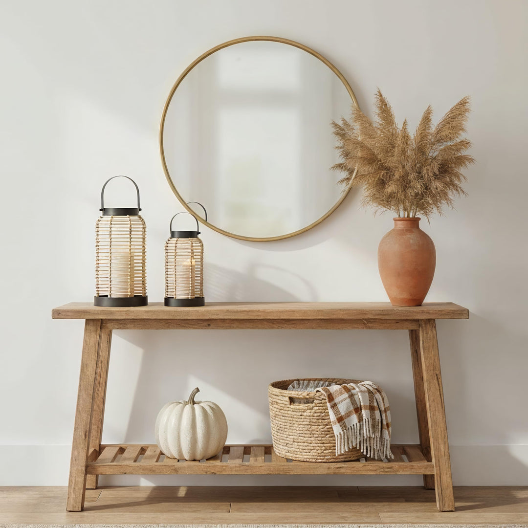 Natural Rattan Boho Lanterns - Handcrafted Chic Farmhouse Decor for Home 