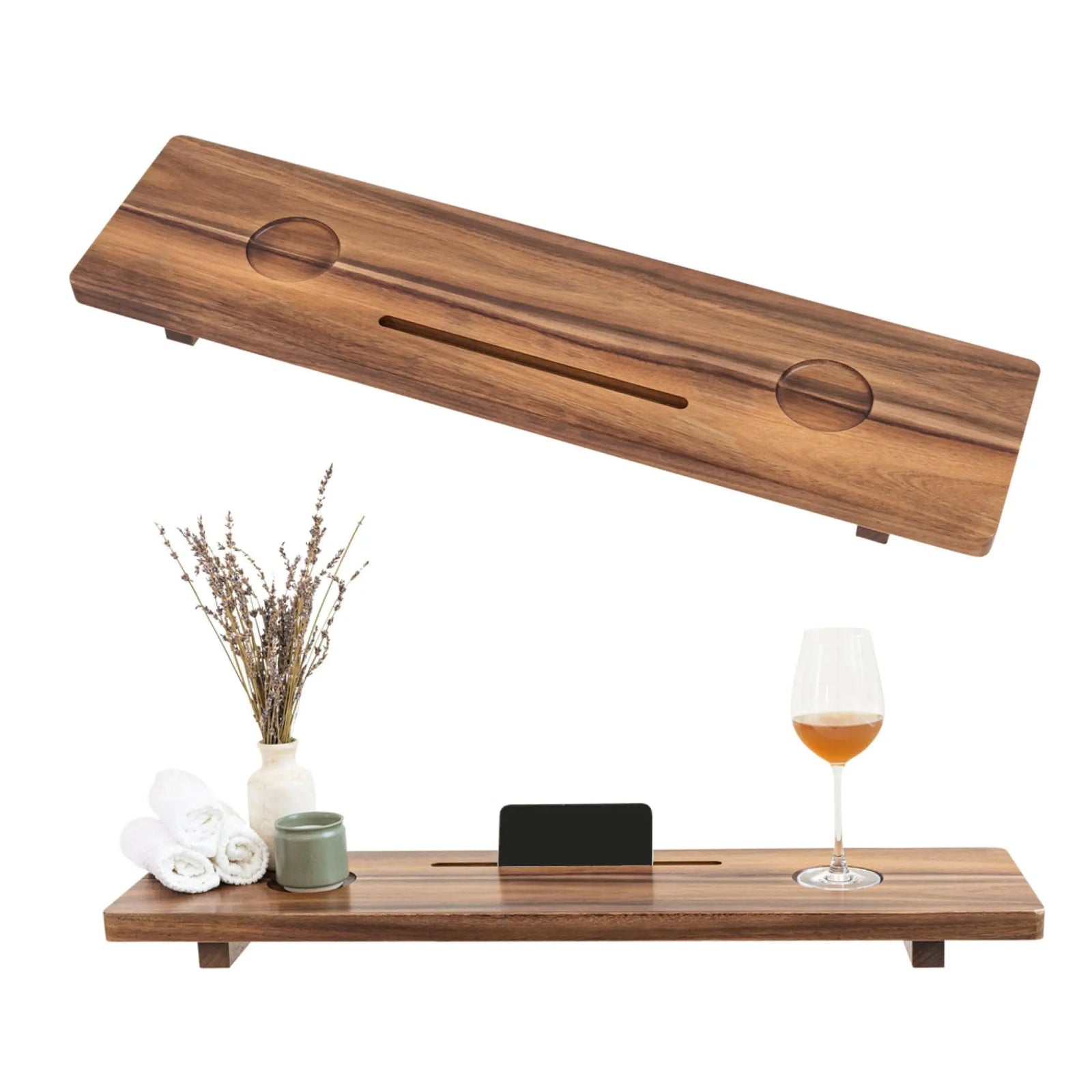 Nature Shed Premium Bathtub Tray | Large & Thick Bath Tub Tray | Solid Acacia Wood Bath Tray for Tub | Non-Toxic, Anti-Tipping, Sustainable, Minimalistic Design | Large 