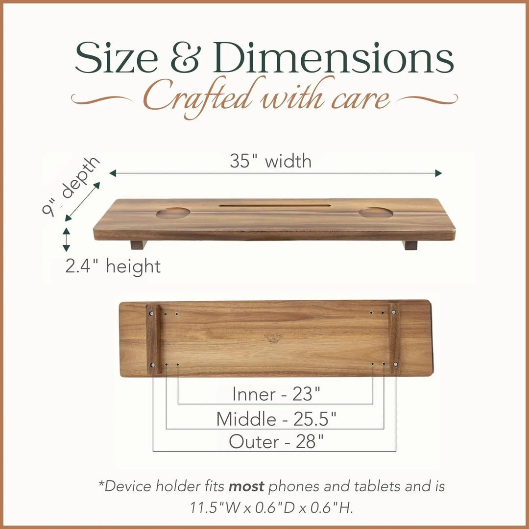 Nature Shed Premium Bathtub Tray | Large & Thick Bath Tub Tray | Solid Acacia Wood Bath Tray for Tub | Non-Toxic, Anti-Tipping, Sustainable, Minimalistic Design | Large 