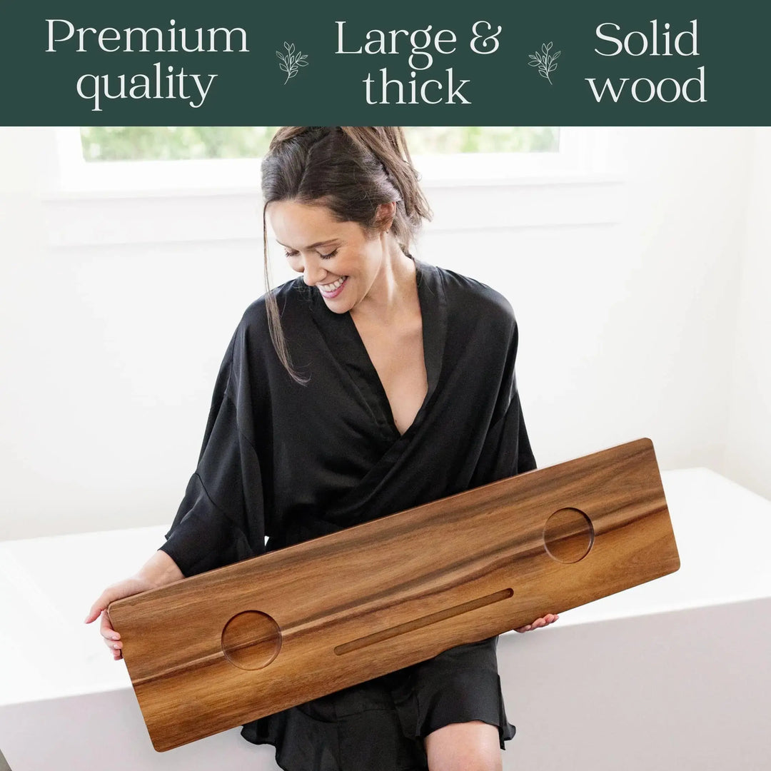 Nature Shed Premium Bathtub Tray | Large & Thick Bath Tub Tray | Solid Acacia Wood Bath Tray for Tub | Non-Toxic, Anti-Tipping, Sustainable, Minimalistic Design | Large 
