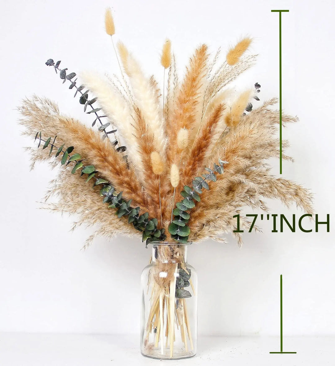 110 PCS of Boho Pampas Grass Decor, Naturally Dried Pompas, Bunny Tails Dried Flowers, and dried eucalyptus. Perfect for Weddings, Boho Party Decorations, and Table Decor. 