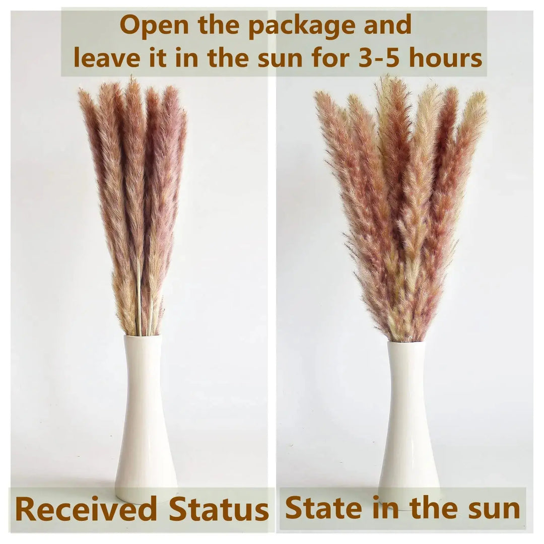 110 PCS of Boho Pampas Grass Decor, Naturally Dried Pompas, Bunny Tails Dried Flowers, and dried eucalyptus. Perfect for Weddings, Boho Party Decorations, and Table Decor. 