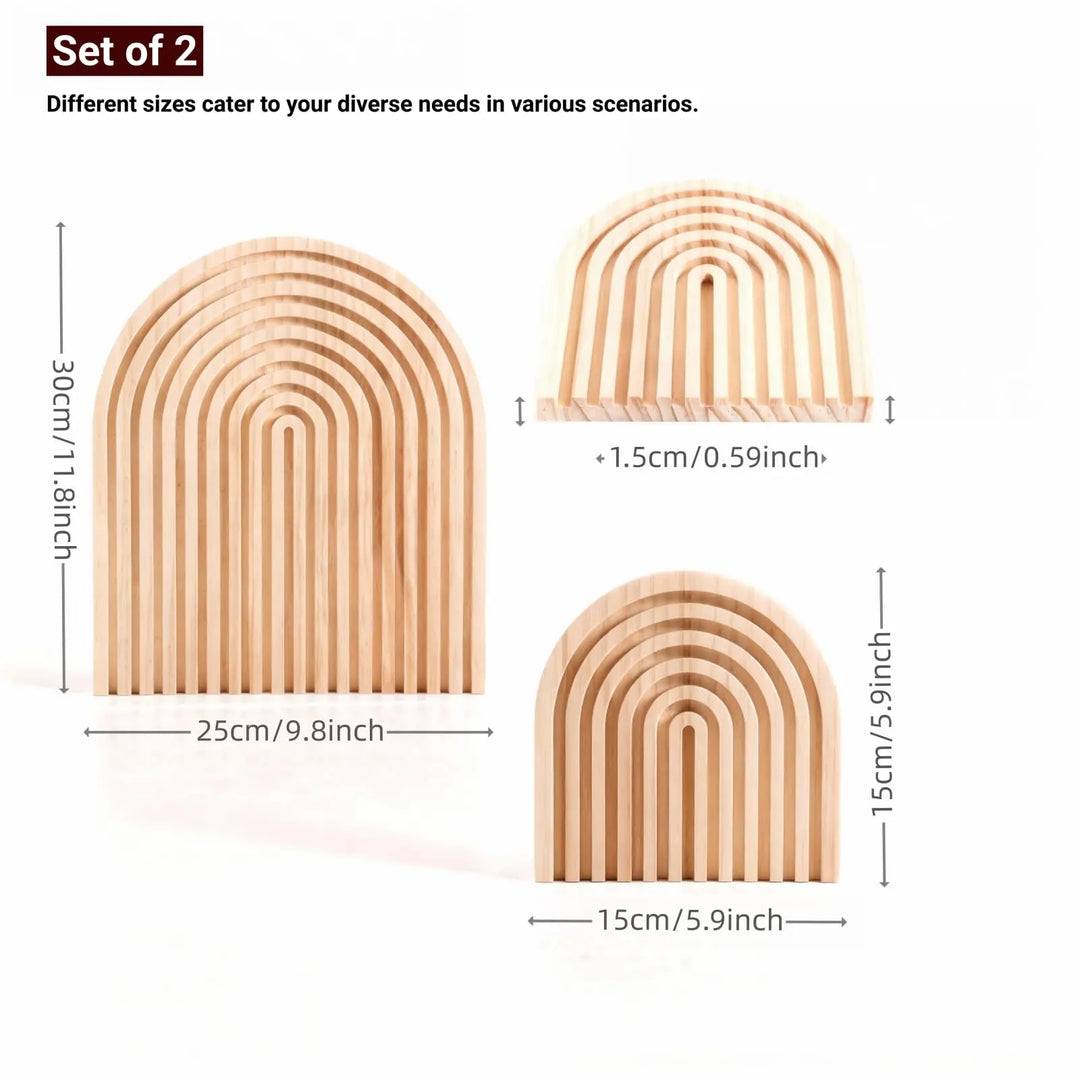 Nawwoo 2 Pcs Natural Wood Arch Decor, Serving Boards and Boho Shelf Decor